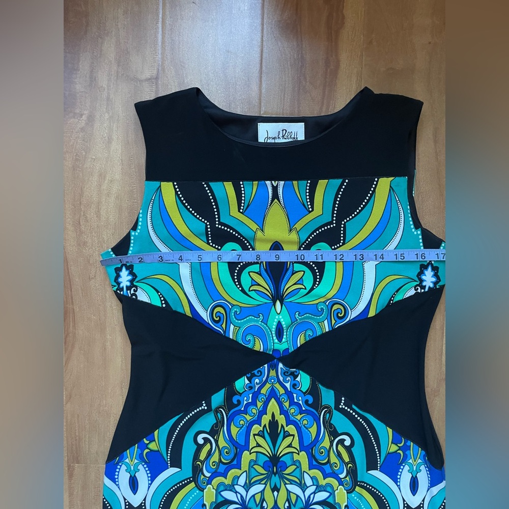 Vibrant Vintage 90s Multicolor Sleeveless Joseph Ribkoff Mini Dress, Size Medium - Picture 7 of 10